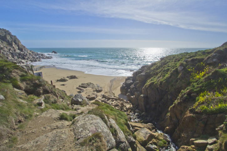 Steep way down to Porthchapel beach