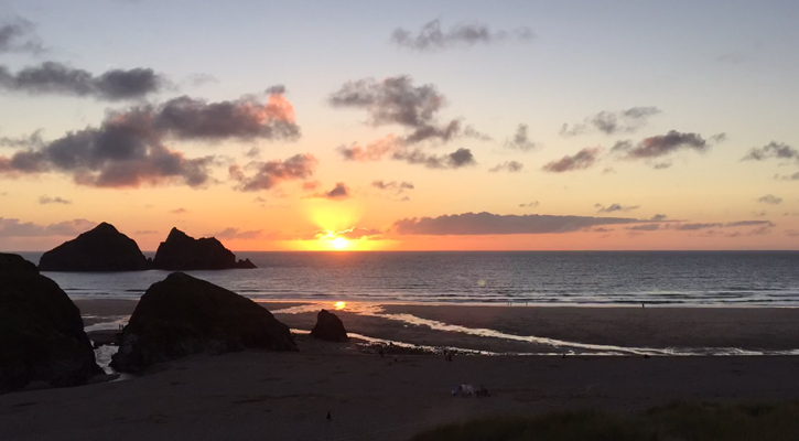 Sunset in Cornwall - Holywell Bay Beach Newquay Cornwall