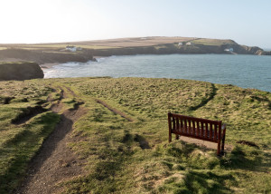 A bench overlooking Polventon Bay