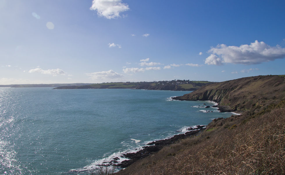 View from the coast path from Maenporth beach to Swanpool