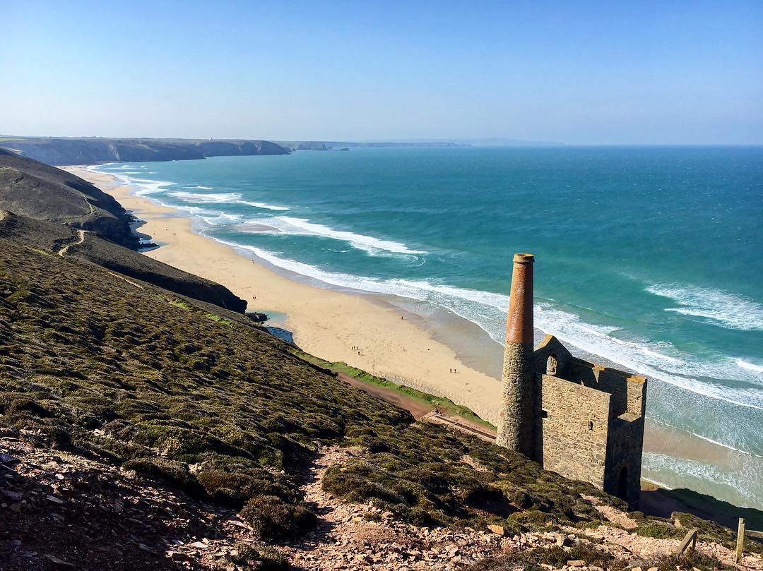 chapel porth beach in Cornwall by beth harris