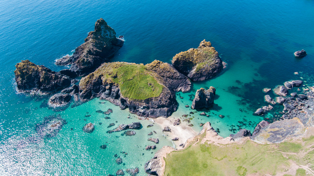 Aerial photo of Kynance Cove on the Lizard Peninsula in South West Cornwall. © Dan Pattison